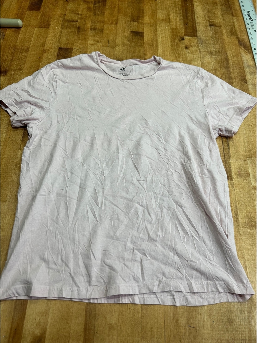 H&M Regular Fit Light Pink Cotton T-Shirt Size L